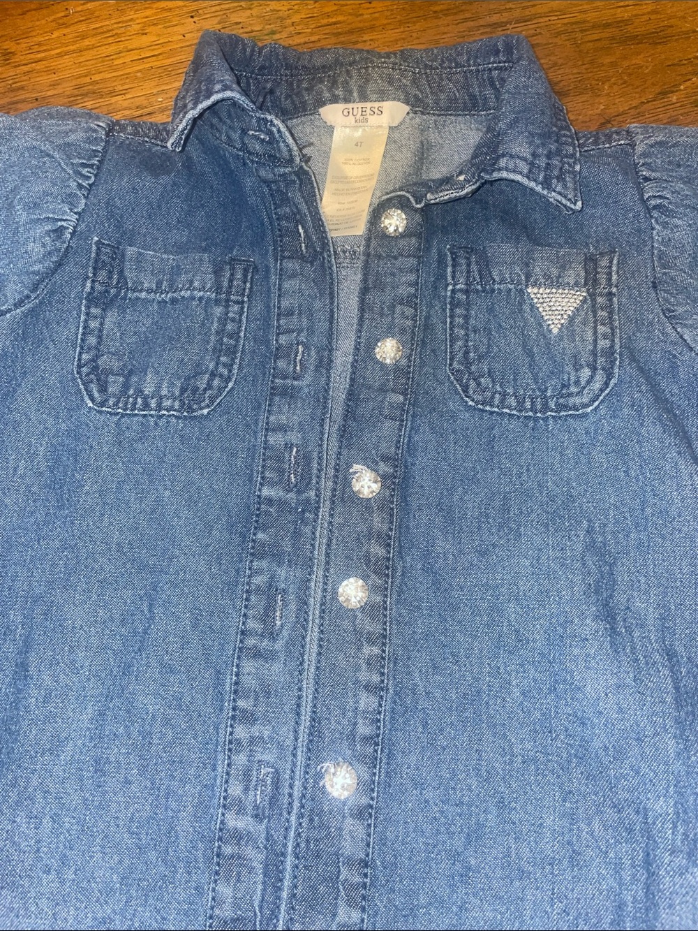 Guess Girls' Denim Shirt Dress - Dark Blue